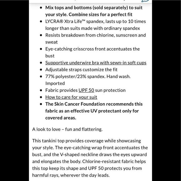 Land’s End Plus size adjustable v neck underwire tankini top navy blue Various - Picture 5 of 5